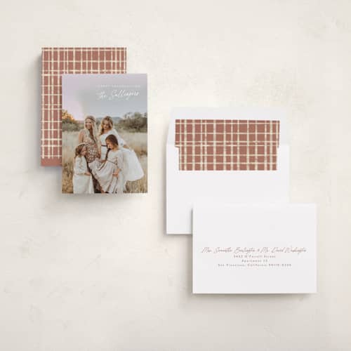 This is a snow thanksgiving cards invitations with standard by Tamara Hilje called firma printing on recycled smooth signature in standard