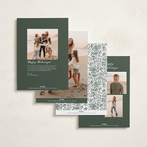 This is a sage thanksgiving cards invitations with standard by Jenna Holcomb called autumn greenery frame printing on recycled smooth signature in standard