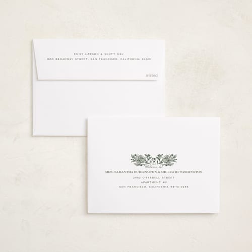 This is a sage thanksgiving cards invitations with standard by Jenna Holcomb called autumn greenery frame printing on recycled smooth signature in standard
