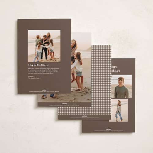 This is a cinnamon thanksgiving cards invitations with standard by Heather Schertzer called gingham printing on recycled smooth signature in standard