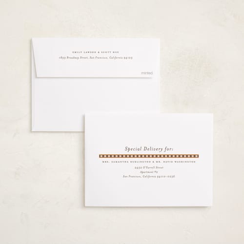 This is a cinnamon thanksgiving cards invitations with standard by Heather Schertzer called gingham printing on recycled smooth signature in standard