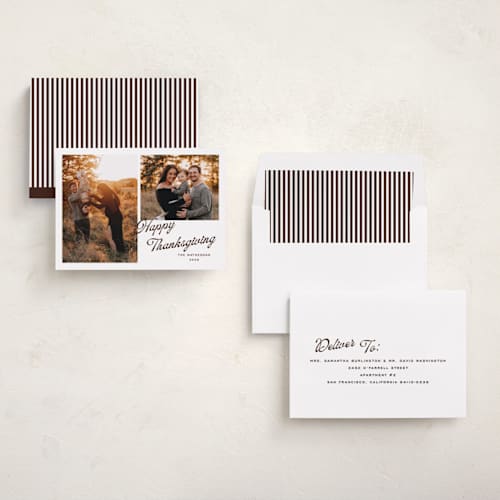 This is a pinecone thanksgiving cards invitations with standard by Emily Betts called two printing on recycled smooth signature in standard