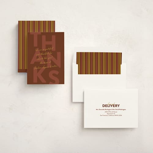 This is a acorn thanksgiving cards invitations with standard by Ashlee Townsend called thanks over thanks printing on signature in standard