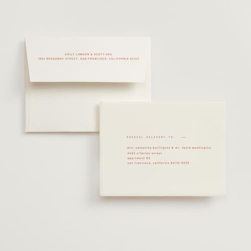 This is a verona sunset wedding thank you cards with standard by Blustery August called alaia printing on strathmore in standard