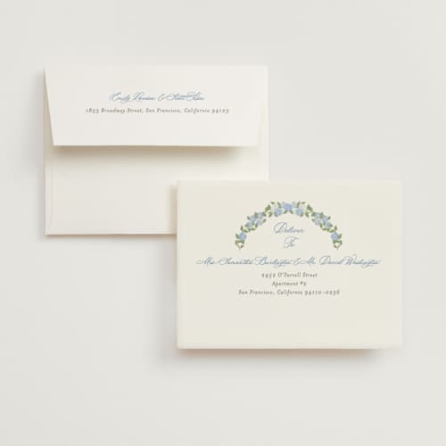 This is a ocean wedding thank you cards with standard by Creo Study called pillowy border printing on strathmore in standard