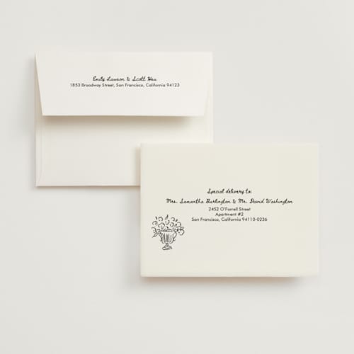 This is a nero wedding thank you cards with standard by Helena Vitto called amore mio printing on strathmore in standard