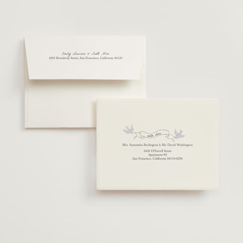 This is a cloud wedding thank you cards with standard by Helena Vitto called birds of paradise printing on strathmore in standard