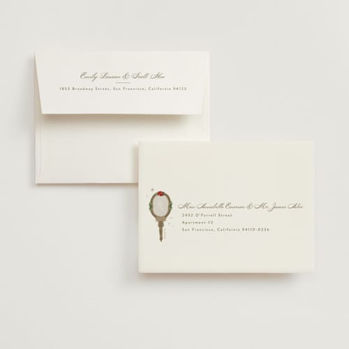 This is a mimosa wedding thank you cards with standard by Leah Bisch called enchanted rose from disney's beauty & the beast printing on strathmore in standard