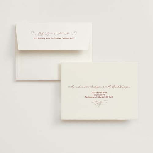 This is a burgundy wedding thank you cards with standard by Helena Vitto called elizabeth printing on strathmore in standard