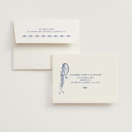 This is a marseille bleu wedding thank you cards with standard by Ani Somi called santa catalina printing on strathmore in standard
