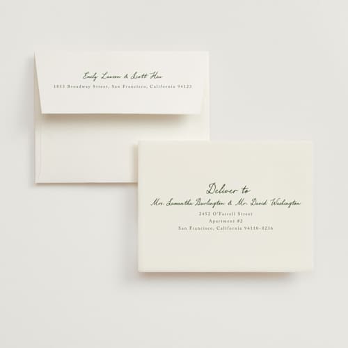 This is a moss wedding thank you cards with standard by Cass Loh called handwritten printing on strathmore in standard