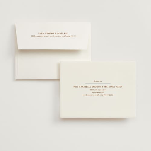 This is a wave wedding thank you cards with standard by Kelly Watkins called stripes printing on strathmore in standard