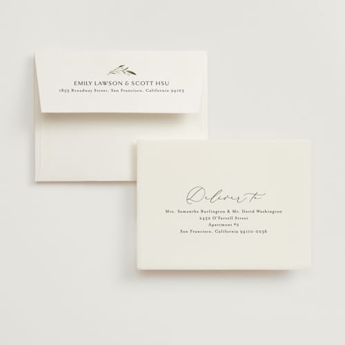 This is a cotton wedding thank you cards with standard by Jennifer Postorino called gentle whisper printing on strathmore in standard