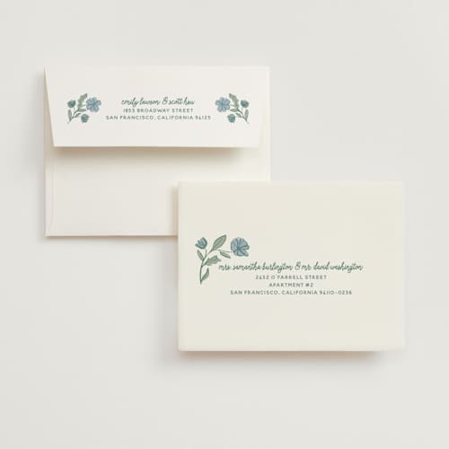 This is a garden wedding thank you cards with standard by Kelly Watkins called botanical printing on strathmore in standard