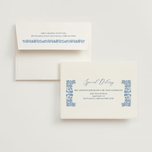 This is a porcelain wedding thank you cards with standard by Elly called porcelain floral printing on strathmore in standard