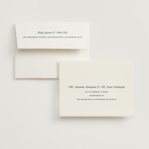 This is a porcelain wedding thank you cards with standard by Maria Alou called his & hers printing on strathmore in standard