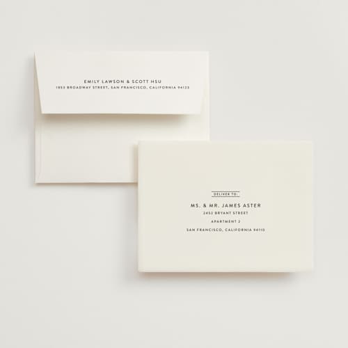 This is a blanc wedding thank you cards with standard by Stacey Meacham called elegantly framed printing on strathmore in standard