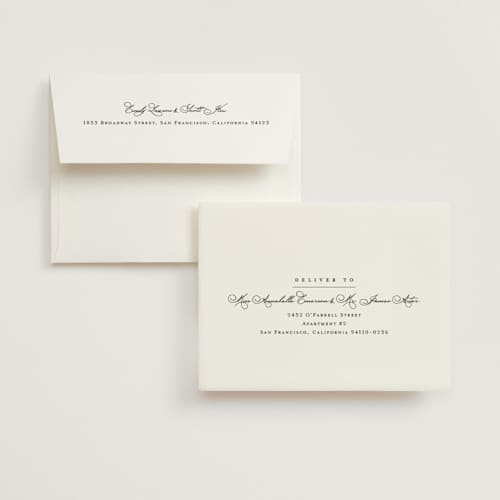 This is a noir wedding thank you cards with standard by Amy Kross called overlapping printing on strathmore in standard