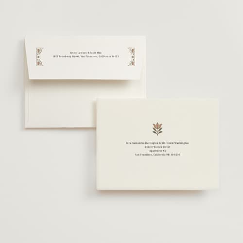 This is a navy wedding thank you cards with foil pressed by Jess Rosa Beck called botanical tapestry printing on strathmore in standard