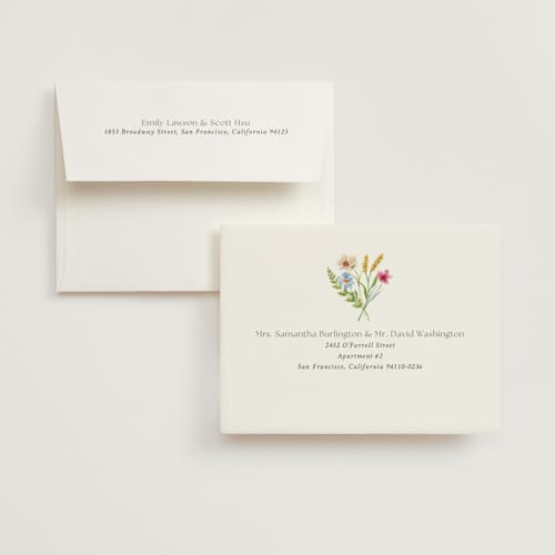 This is a garden wedding thank you cards with foil pressed by Yaling Hou Suzuki called bright garden printing on strathmore in standard