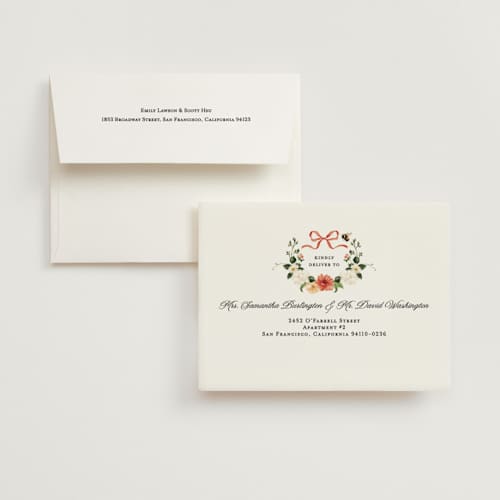 This is a verona sunset wedding thank you cards with foil pressed by Sarah Knight called fleur printing on strathmore in standard