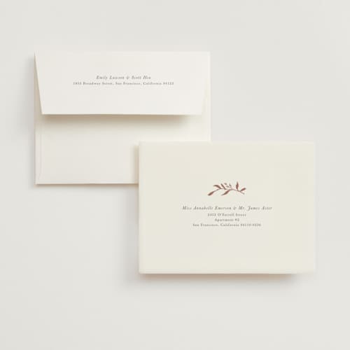 This is a creme brulee wedding thank you cards with foil pressed by Jennifer Wick called queen anne's lace printing on strathmore in standard