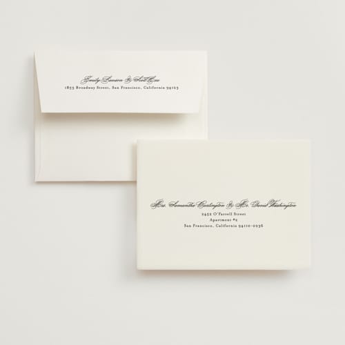 This is a cotton wedding thank you cards with foil pressed by Jennifer Postorino called polished printing on strathmore in standard