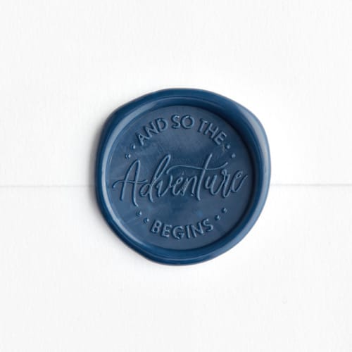 This is a navy blue wax seals by Minted called and so the adventure begins in navy | sablewood paper company x artisaire (pack of 25) in standard