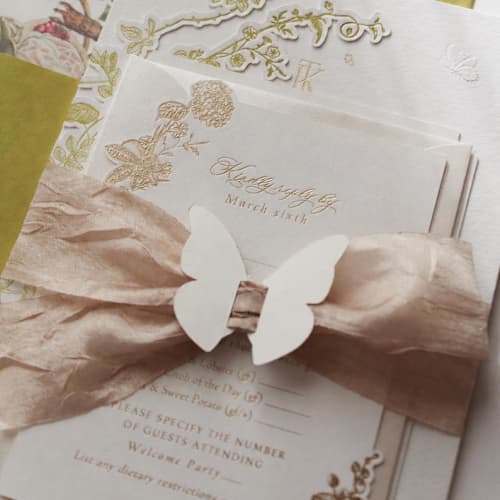 This is a multicolorassorted-colors belly bands by Clover and Lamb called butterfly reverie // invitation ribbon wrap (set of 10) in standard