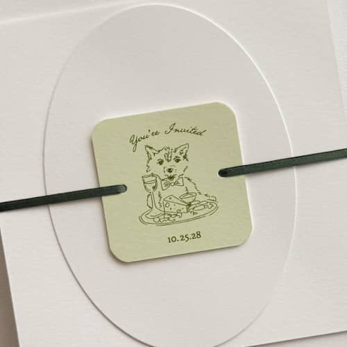 This is a multicolorassorted-colors belly bands by Paper Haven called customizable pet illustration bellyband tags with ribbon for 5 x 7 invitation | pack of 25 in standard
