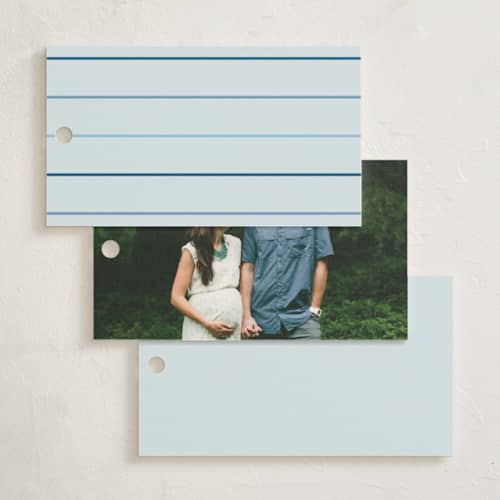 This is a azure baby shower favor tags with standard by Annie Shapiro called boy oh boy! printing on signature in tag