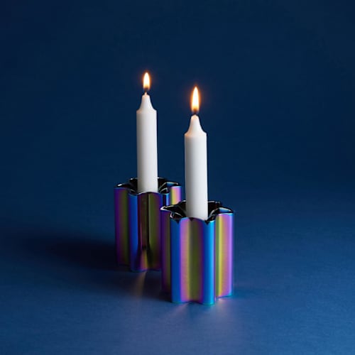This is a multicolor wedding decor by Leadoff Studio called candle holders - sunrise sunset in standard