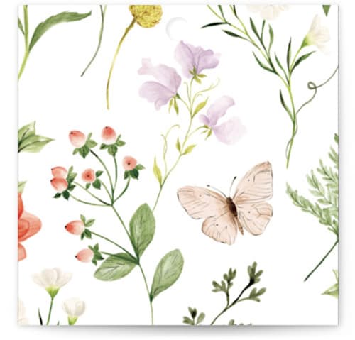This is a verona sunset wedding favor tags with standard by Sarah Knight called fleur printing on signature in tag