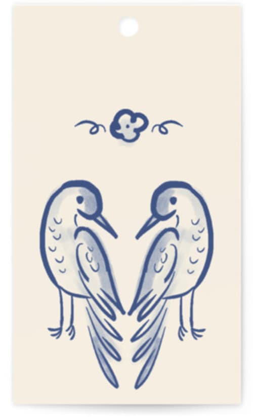 This is a marseille blue wedding favor tags with standard by Ani Somi called santa catalina printing on signature in tag