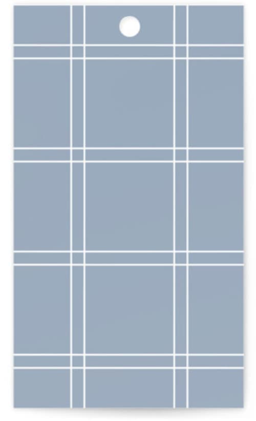 This is a dusty blue wedding favor tags with standard by Stacey Meacham called modern air printing on signature in tag