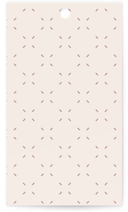This is a mauve wedding favor tags with standard by Erica Krystek called chantilly printing on signature in tag