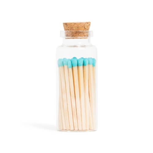 This is a blue matchbooks by Summer Hedglin called aqua lagoon matchsticks in medium corked vial in standard