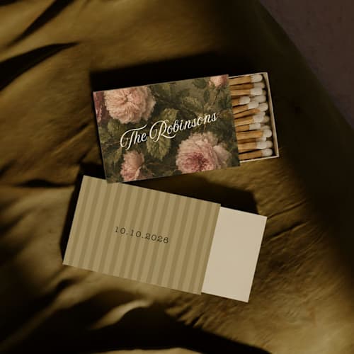 This is a multicolorassorted-colors matchbooks by Paper Haven called vintage customizable matchboxes with floral painting | set of 50 in standard