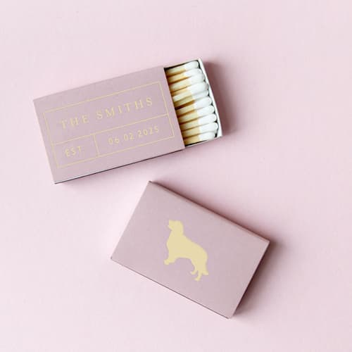 This is a pink matchbooks by ForYourParty called family pet matchbox, set of 100 in standard