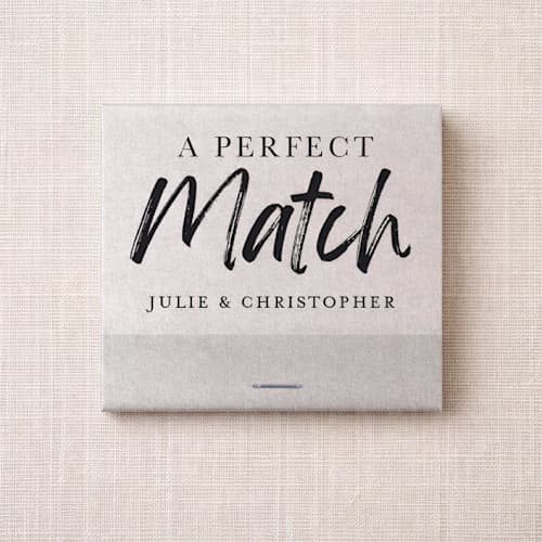 This is a beige matchbooks by Papel Custom Design called custom perfect match matchbook (set of 50) in standard