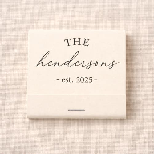 This is a beige matchbooks by Papel Custom Design called custom script name matchbook (set of 50) in standard