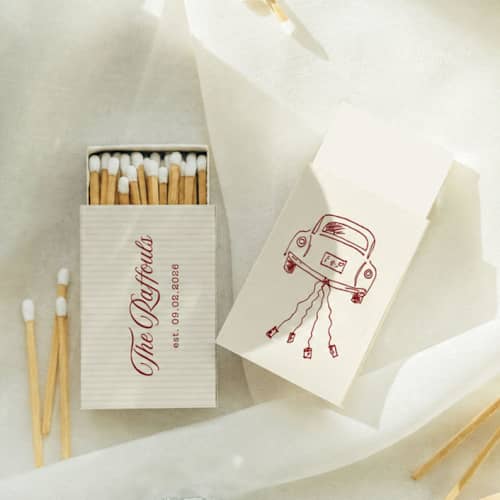This is a multicolorassorted-colors matchbooks by Paper Haven called vintage car customizable matchboxes | set of 50 in standard