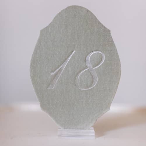 This is a green table numbers by Velvet Raptor called seagreen script oval table number in standard