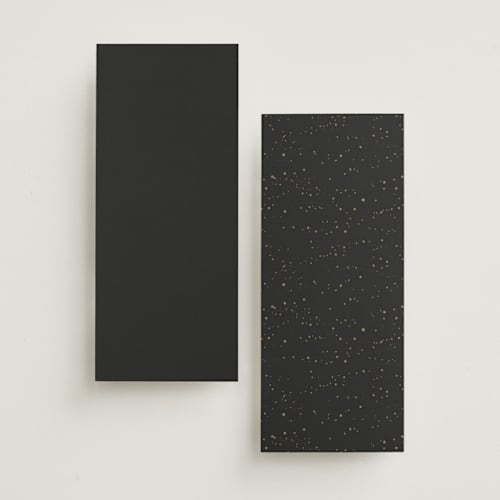 This is a tuxedo unique wedding programs with foil pressed by Leah Bisch called winter garland printing on signature in 4x9