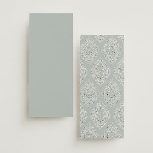 This is a something blue unique wedding programs with foil pressed by Gwen Bedat called floral romance printing on signature in 4x9