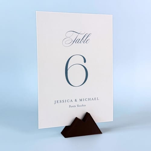 This is a brown place card holders by Corduroy Effect called brown mountain table number holder, set of 5 in standard