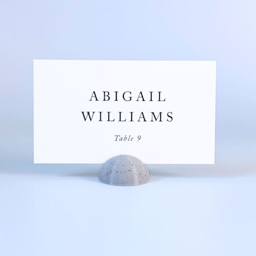 This is a gray place card holders by Corduroy Effect called marble pattern dome place card holders, set of 25 in standard