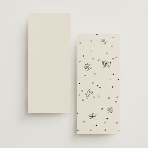 This is a lace unique wedding programs with standard by Cass Loh called simple monogram printing on signature in 4x9