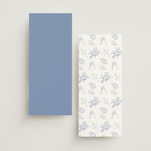 This is a oyster blue unique wedding programs with standard by Cotton and Bow called i found my pearl printing on signature in 4x9