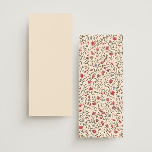 This is a almond unique wedding programs with standard by Jenna Holcomb called tapestry printing on signature in 4x9